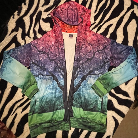 Trippy Tree of Life Zip-up Hoodie by Rage On! Size Medium - Picture 2 of 7